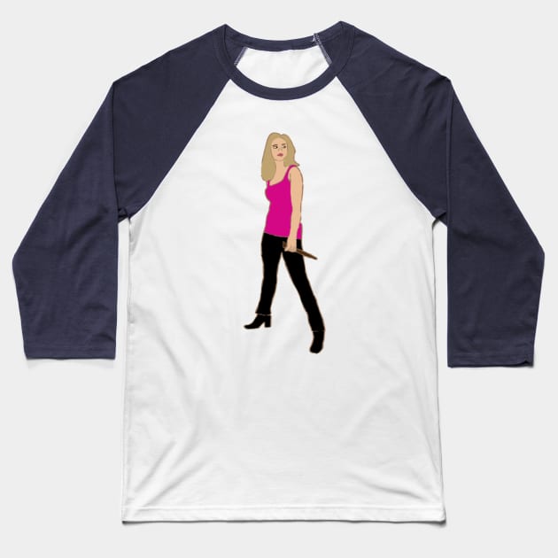 Buffy Pink Tanktop Baseball T-Shirt by Harlow Turner